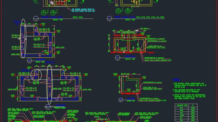 RCC Water Storage Tank and Pump Room Details Autocad Drawing