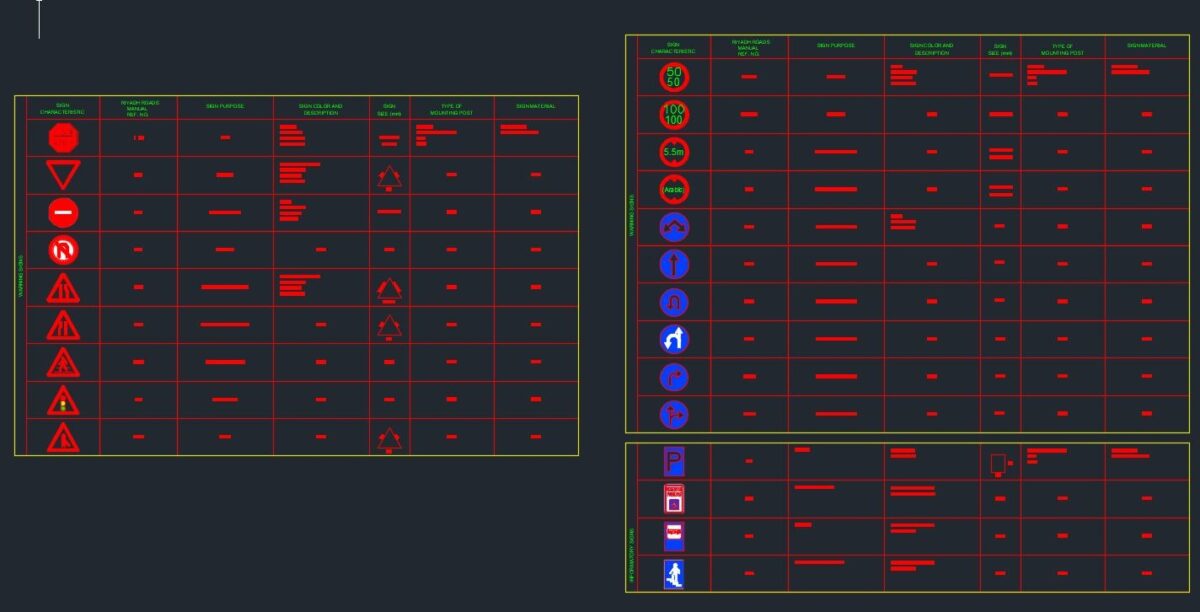 road signs in autocad format