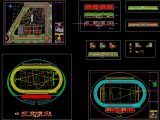 Stadium Layout and Elevation Plan Autocad Drawing