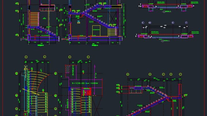 Stair Reinforcement Details Autocad Drawing