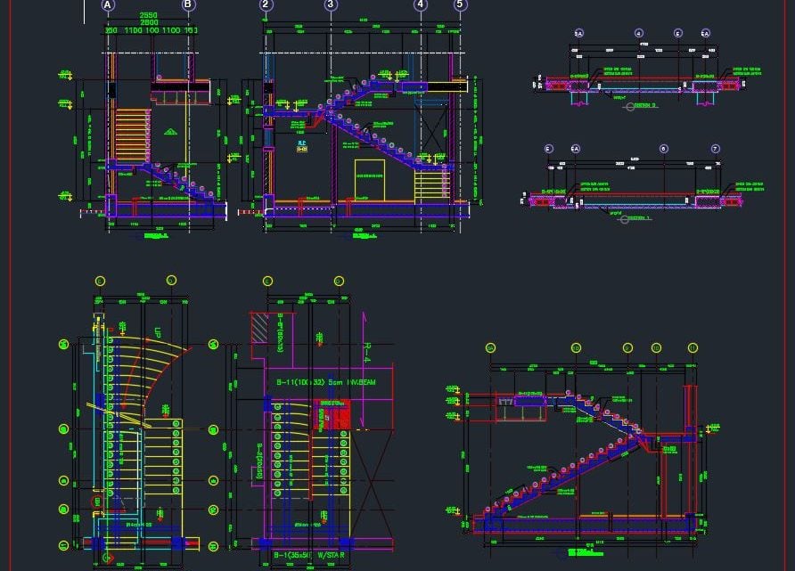 Stair Reinforcement Details Autocad Drawing