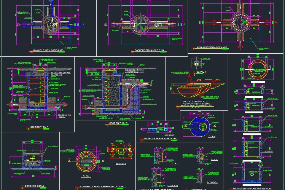 Standard Manhole Details Autocad Drawing