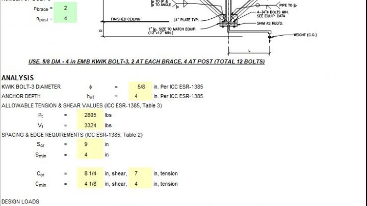 Suspended Anchorage to Concrete Spreadsheet