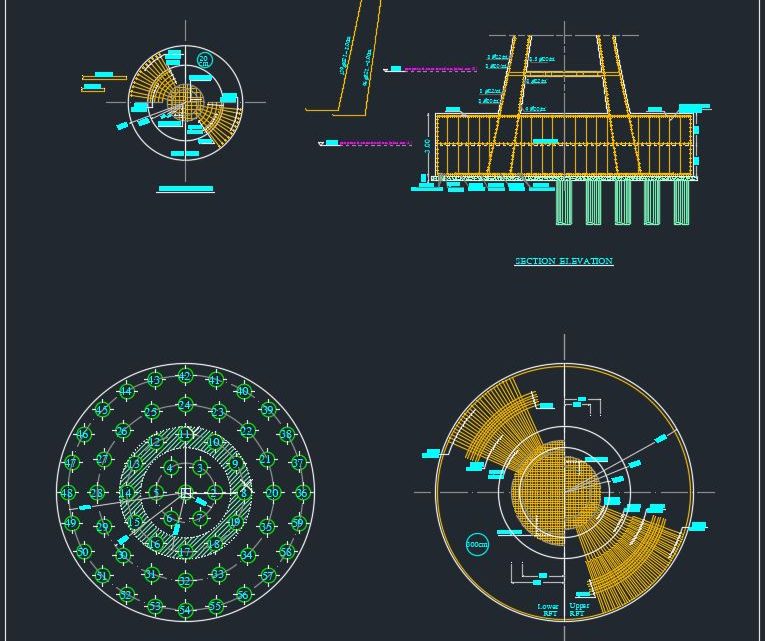 Tank Piles Foundation Details Autocad Drawing