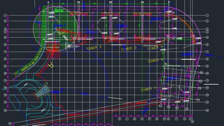 Tower Crane Layout Plan Autocad Drawing