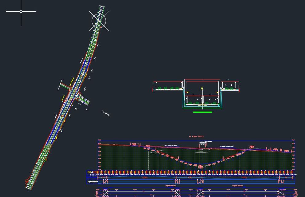 Tunnel Layout Plan – Elevation and Cross Section Autocad Details