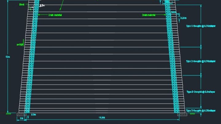 Typical Reinforced embankment – Autocad Drawing