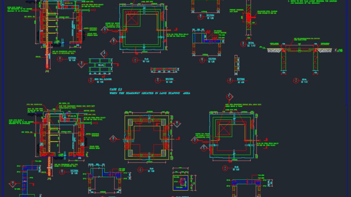 Typical Soakaway Sections and Details Autocad Drawing