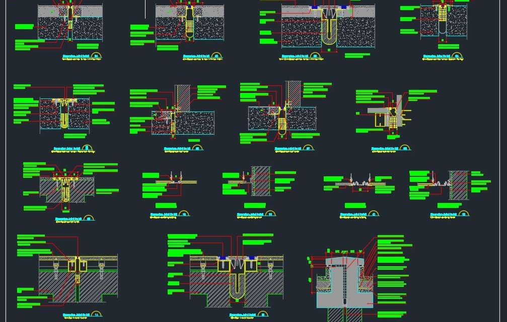 All Types of Expansion Joints in Buildings Autocad Drawing