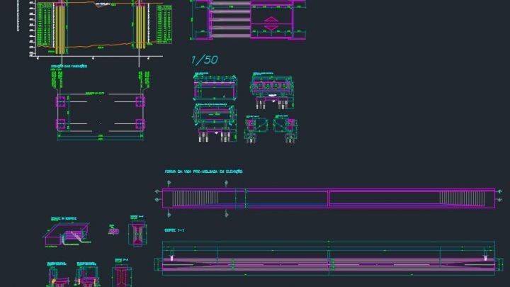 Bridge Elevation With Foundation Details Autocad Drawing