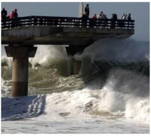 Coastal jetty wave impact