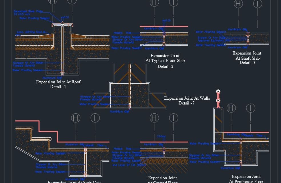 Expansion Joints Details Autocad Drawing