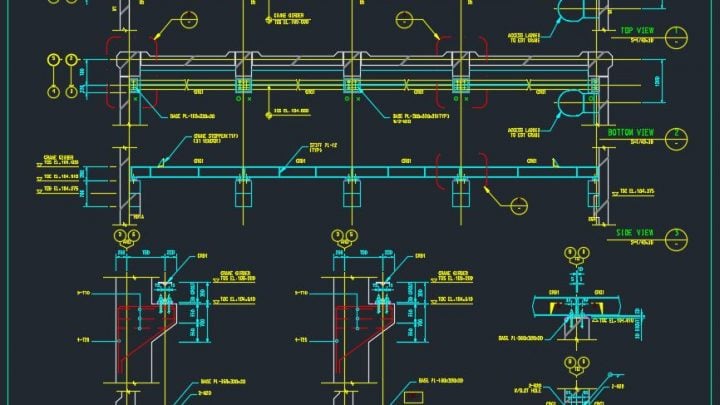 Overhead Steel Crane Support Details Autocad Drawing