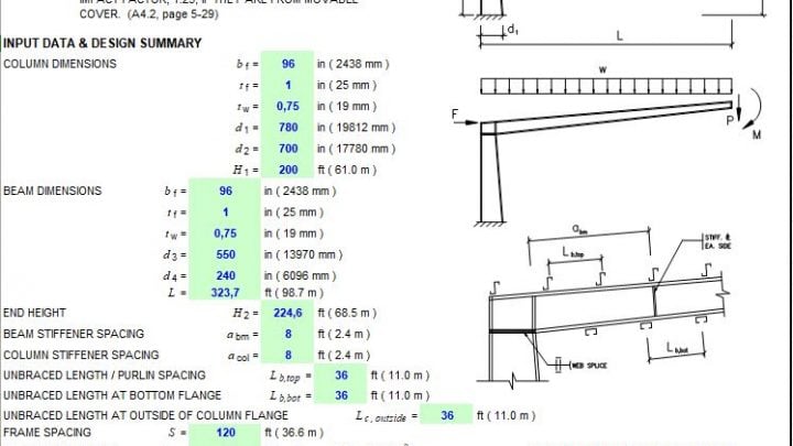 Web-Tapered Cantiliver Frame Design Spreadsheet