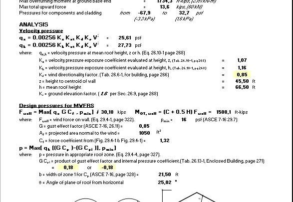 Wind Analysis for Bin or Silo Supported by Columns Spreadsheet