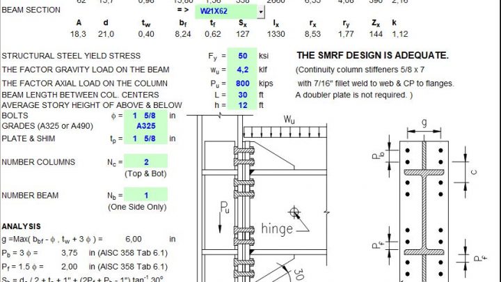 Bolted Stiffened End Plate for SMF Spreadsheet