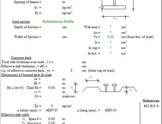 Design Of Composite Beams Deck Ribs Oriented Parallel To Steel Beam Spreadsheet