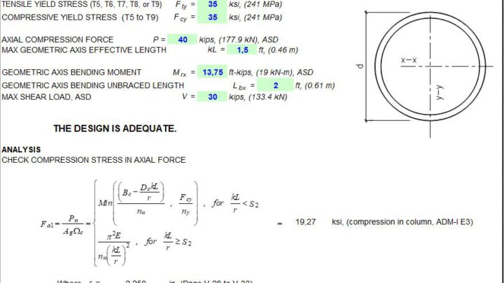 Aluminium Pipe Member Capacity Spreadsheet