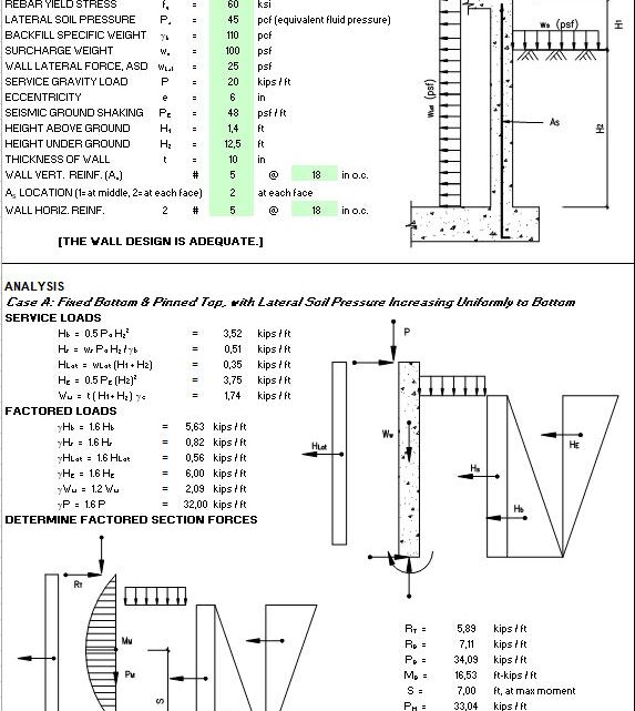 Basement Concrete Wall Design Spreadsheet