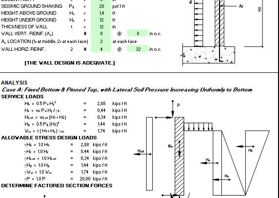 Basement Masonry Wall Design Spreadsheet