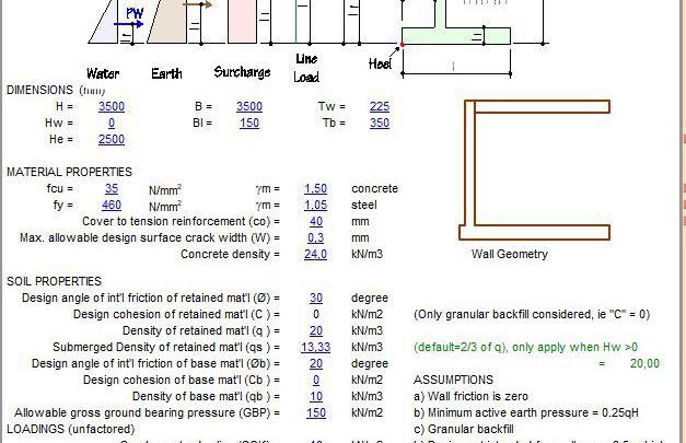 Basement Wall Design Spreadsheet