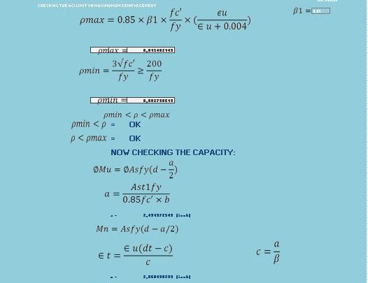 Design Capacity Of Singly Reinforced Beam Spreadsheet