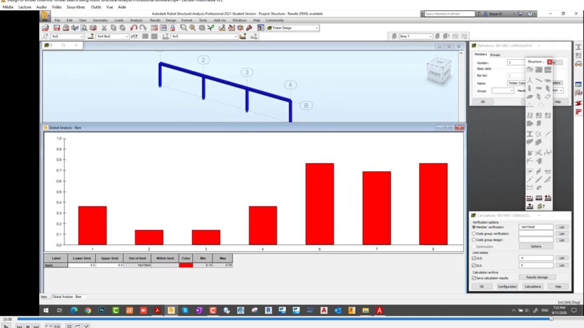 Design of Timber Columns, Timber Beams using Robot Structural Analysis