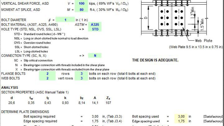 Beam Bolted Splice Design Spreadsheet