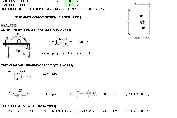 Design for Bending Post At Top Of Wall Spreadsheet