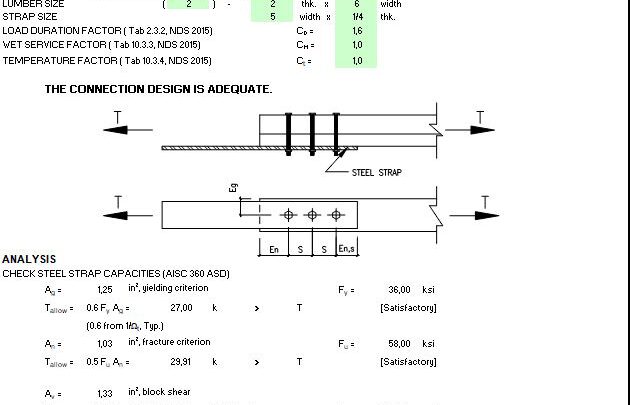 Wood Bold Connection Design Spreadsheet