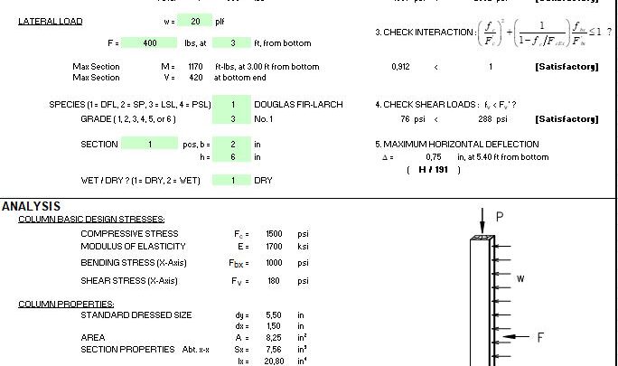 Wood Column Design Spreadsheet