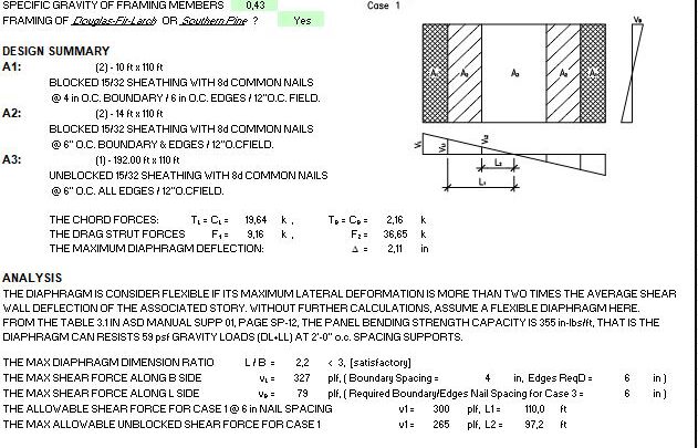 Wood Diaphragm Design Spreadsheet