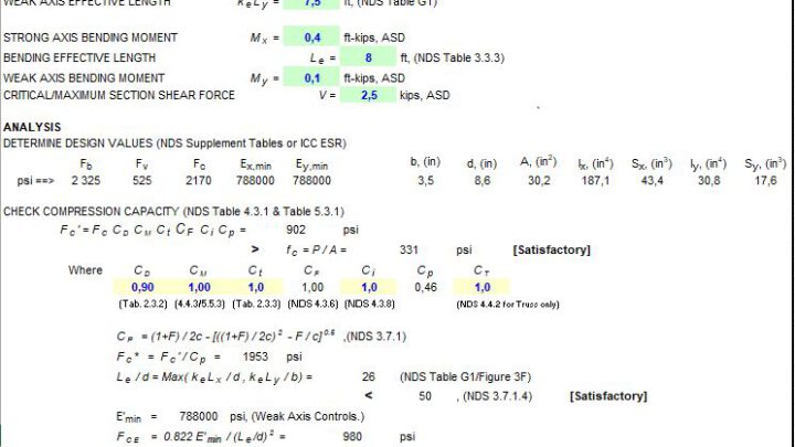 Wood Member Design Spreadsheet