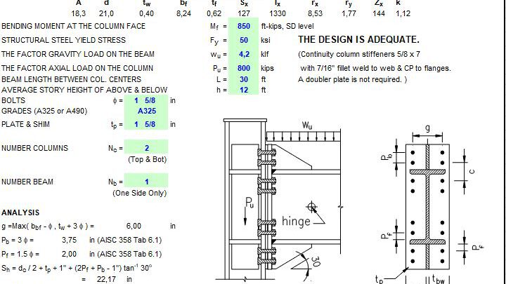 Bolted Moment Connection Spreadsheet