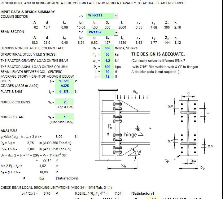 Bolted Moment Connection Spreadsheet