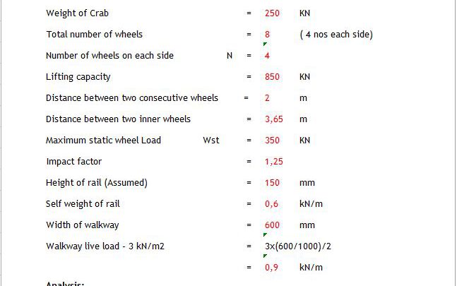 Design Of Gantry Girder Spreadsheet