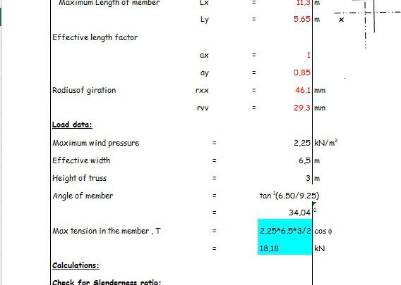 Design Of Rafter Bracing Spreadsheet