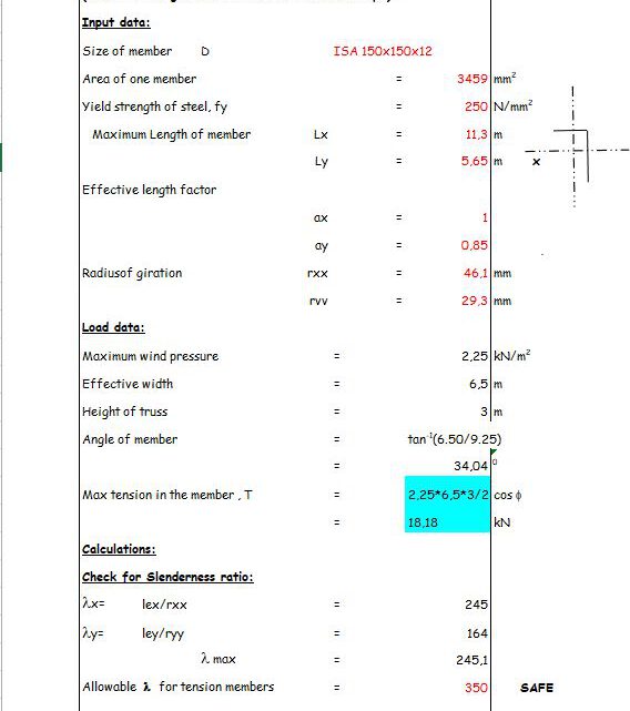 Design Of Rafter Bracing Spreadsheet