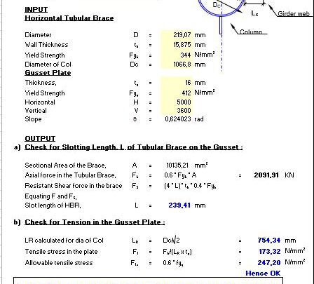 Gusset Size Calculation Spreadsheet