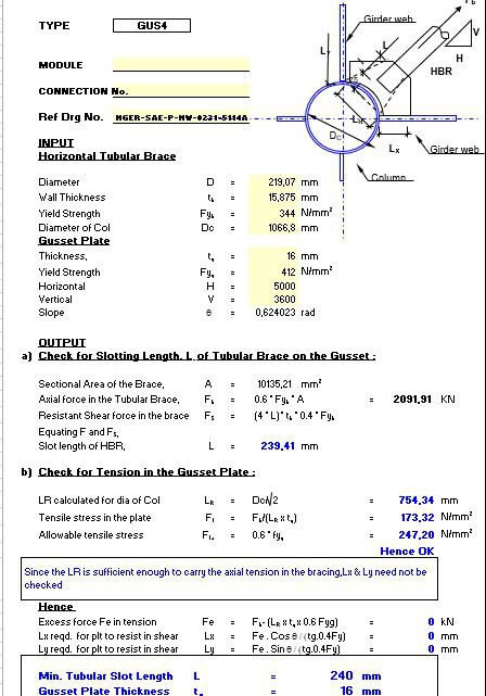 Gusset Size Calculation Spreadsheet