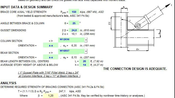 Seismic Design For Buckling-Restrained Braced Frames Spreadsheet