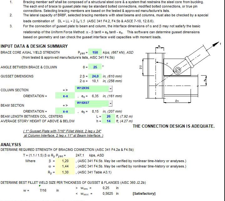Seismic Design For Buckling-Restrained Braced Frames Spreadsheet