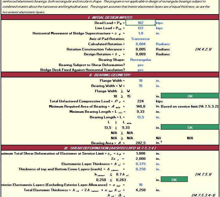 Steel Reinforced Elastometric Bearings Design Spreadsheet