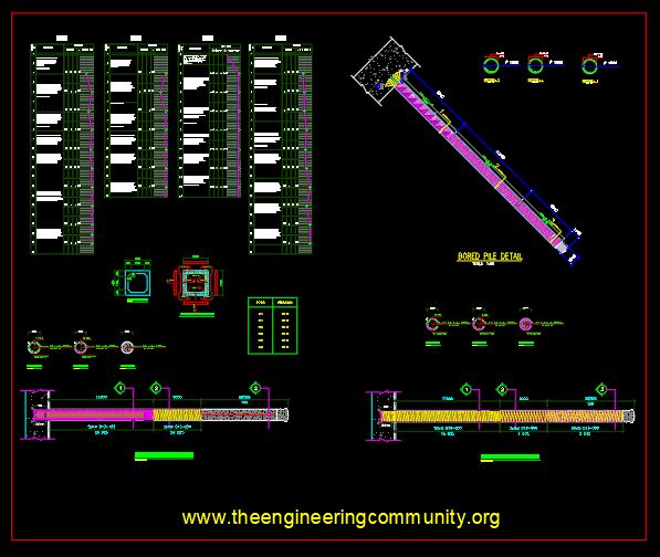 Bored Pile Layout And Section Details Autocad Drawing Dwg 335