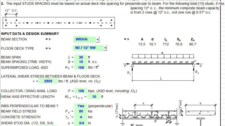 Composite Collector Beam Design With Seismic Loads Spreadsheet