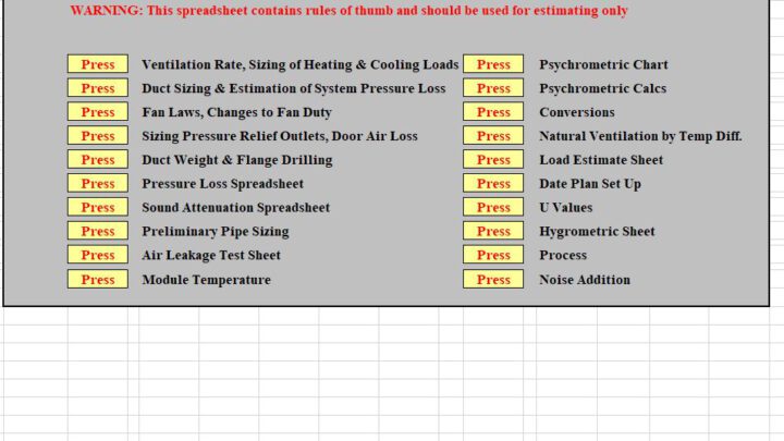 HVAC Spreadsheet Calculator