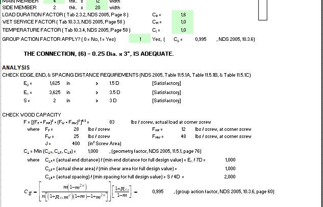 Lag Screw Connection Design Spreadsheet