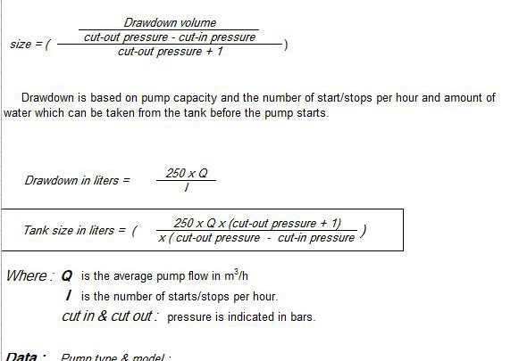 Pressure Tank Calculation Spreadsheet