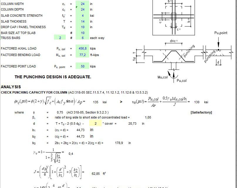 Slab Punshing Design Spreadsheet