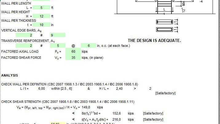 Wall Pier Design Spreadsheet